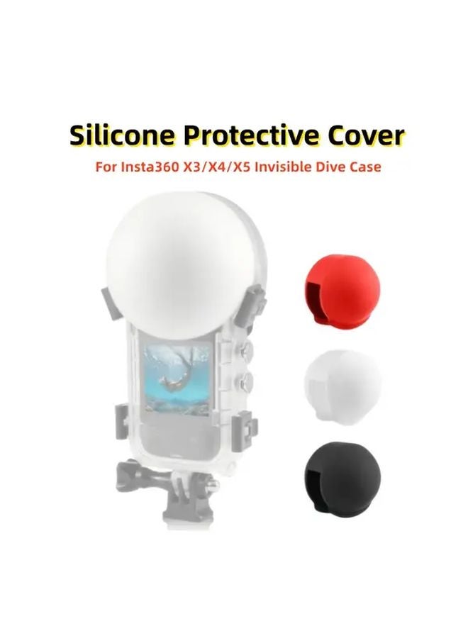 Red Full Invisible Waterproof Silicone Lens Cover For Insta360 X3 X4 - Image 1